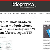 El capital movilizado en fusiones y adquisiciones espaolas se redujo un 52% hasta febrero, segn TTR